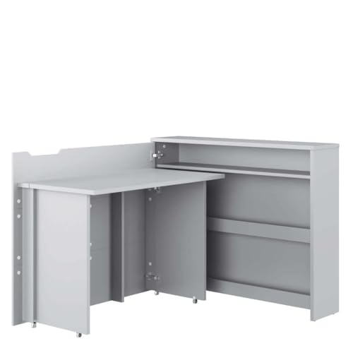 Lenart Work Concept CW-01L - Escritorio plegable con estantes - Lado izquierdo - Superficie de trabajo de 100 cm - Oficina en casa inteligente (gris)