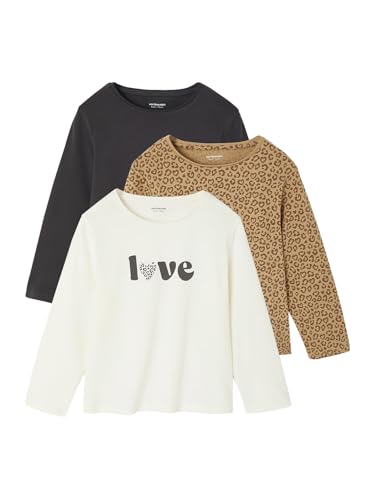 Vertbaudet 3er-Pack Mädchen Shirts mit Print Basic anthrazit 140
