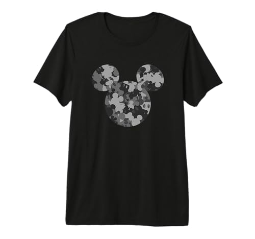 T-shirt Mickey Camo Gray Disney premium en coton gris pour homme