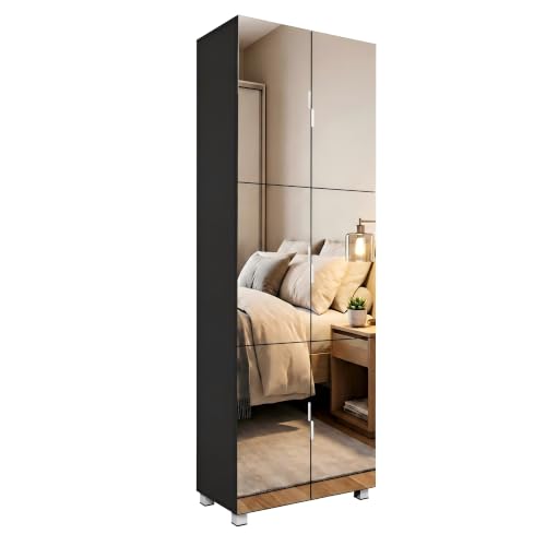 Organizedlife Mirror Shoe Storage Cabinet with 6 Doors, 27-36 Pairs