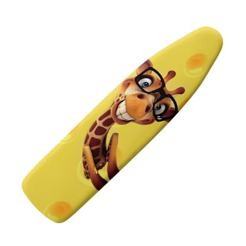 HUGS IDEA Bügelbrettbezug mit lustigem Cartoon-Giraffen-Motiv, dehnbarer Stoff, hitzebeständig, Zubehör