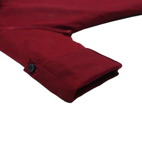 Image of Boys Kids Maroon Cotton Shirt, Long Roll-Up Sleeves, Party, Age 2-8 Years