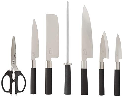 Kai Wasabi 8-Piece Block Set, Kitchen Knife And Knife Block Set, Includes 8” Chef's Knife, 4” Paring Knife, 6” Utility Knife, & More, Hand-Sharpened Japanese Kitchen Knives #TOP1