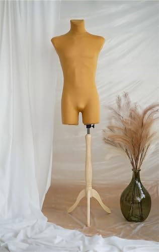 AILANT Mannequin de Couture Homme, Buste de Couture (Cover Beige/Stand Light)