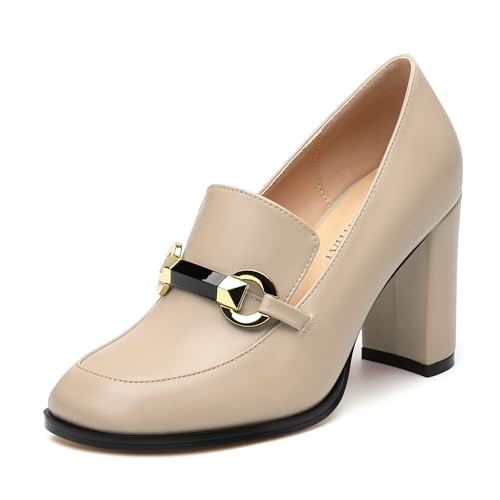 Nude Heeled Loafers