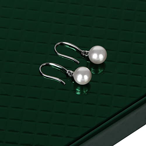 Vijiv Sterling Silver White Simulated Shell Pearl Necklace And Earring Set For Women Pearl Bracelets, 8Mm Dainty Simple Pearl Necklace For Wedding Jewelry Sets White #TOP7