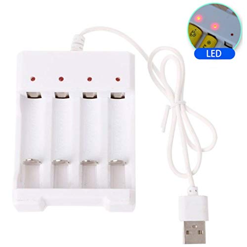 AA & AAA Battery Charger, Cotchear 3 Bay / 4 Bay Battery Charger with USB Line for 1.2V AA & AAA Rechargeable Batteries - Can Charge Batteries Individually, Can be Mixed and Charged (4Bay)