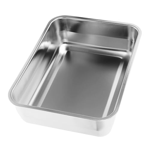 Garneck Stainless Steel Roasting Pan for Fish Rectangular Serving Tray Heavy Duty Dish for Grilling Easy to Clean for Baking and Roasting