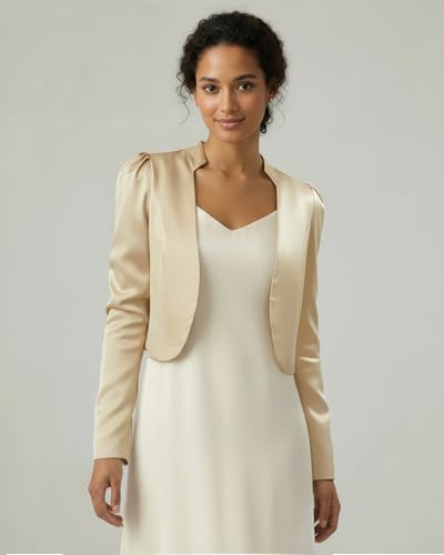 Image of Bolerose Formal Puff Sleeve Satin Bolero Jacket