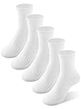 Bliblitata Boys Girls Kids Socks Crew Socks Youth Unisex Soft Cotton Seamless Toe Breathable Durable Anti-slip Sole 5 Pack for 2-4, 4-6,6-8,8-10,10-12,12-14 Years Old White Size Medium