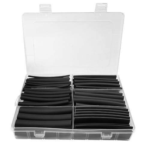 Lectorias 180 Piezas tubo termoretractil, funda termoretractil para cables, tubos termorretráctiles, funda cables electricos, heat shrink tubing, 3:1 kit de tubo termorretráctil (Negro)