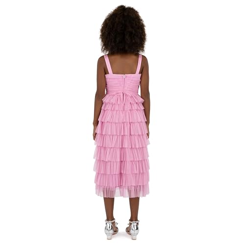 Speechless Girls' Sleeveless Square Neck Point D'esprit Tiered Midi Dress2