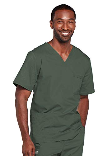 Image of Cherokee Scrubs for Men & Women V-Neck Scrub Top with 4 Pockets, Cotton Blend Soft Stretchy Easy Care Nursing Uniform - 4725