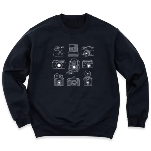 Photographer Camera Sweatshirt, Retro Vintage Photo Cameras Print Hoodie, Fun Photography Top, Unisex Long Sleeve Sweaters, Perfect Gift for Photographers3