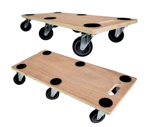Chariot à roulettes Pro avec 6 roulettes | HxLxP 11x30x68cm | Capacité de Charge 300kg | Panneau de contreplaqué | Marron | 1 pièce