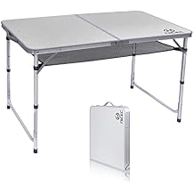 Nice C Card Small Table, Adjustable Height Folding Table, Picnic, Camping, Outdoor, Portable Lightweight Aluminum, with Carry Handle for Beach, Indoor, Office Large