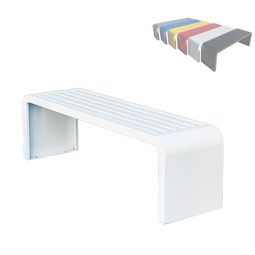 Banco de jardín moderno resistente a la intemperie, sin respaldo, asiento de patio para 2-3 personas, elegante diseño interior y exterior, construcción de listones, perfecto para terraza y patio