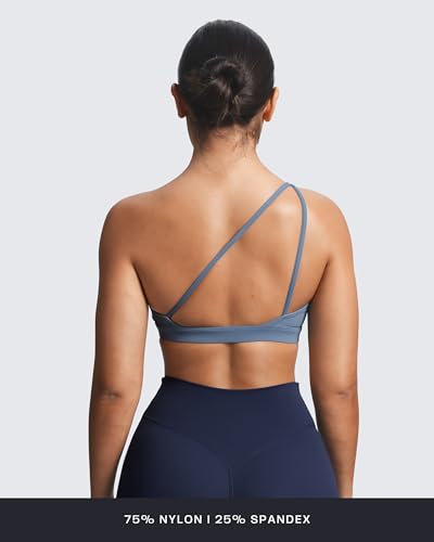 Image of Aoxjox Astoria One Shoulder Sports Bra | asymmetrical workout top, women's fitness training gym yoga crop tank, 4-way stretch, moisture-wicking