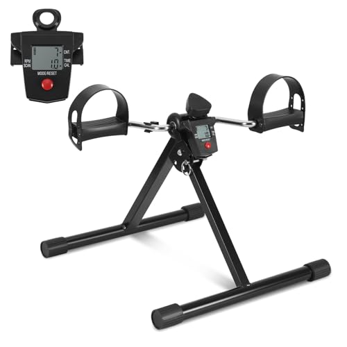 Sonnewelt Heimtrainer, Mini-Heimtrainer mit LCD-Monitor, Pedaltrainer für Ausdauertraining, Einstellbarer Widerstand, Arm- und Beintrainer,Bewegungstraining Fitnessgerät für Zuhause Büro(Schwarz)