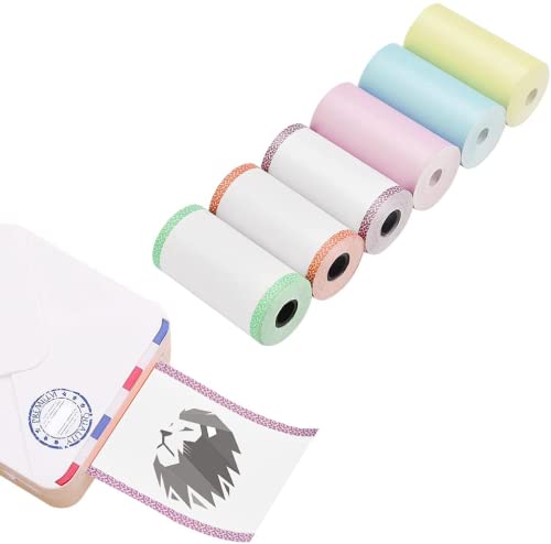 AFASOES 6 Rouleaux Papier Thermique Papier D'Imprimante Thermique Mini Rouleau De Imprimable 57 * 30 Mm Papier Thermique Auto Pour Imprimante Thermique PeriPage A6 (rose/bleu/jaune/violet/vert/rouge