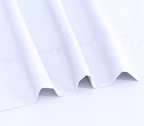 RUVANTI 100% Cotton Twin Sheets Set, 3 Pieces, Soft & Breathable Percale Weave Bedding, Deep Pocket 16", Hotel Standard, Crisp Cool Feel, Durable, Perfect Dyed Bed Sheet, Bright White