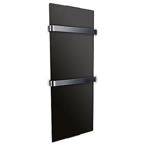 chemin’arte sèche serviette Électrique noir 1200w radiateur vertical ip24 2 porte serviettes 120x6x46cm conçu en france