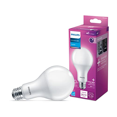 Philips Led Basic Frosted Non-Dimmable A19 Light Bulb - Eyecomfort Technology - 1500 Lumen - Daylight (5000K) - 13.5W=100W - E26 Base - Indoor - 4-Pack #TOP1
