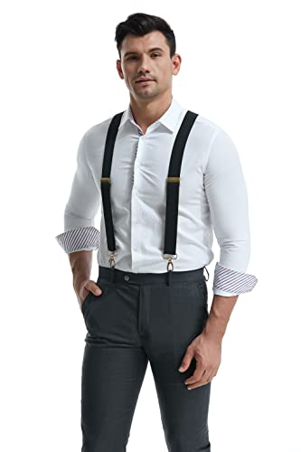 Image of MENDENG Suspenders for Men Heavy Duty Swivel Hooks Retro X-Back Adjustable Brace