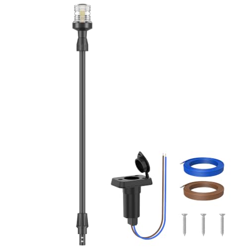 Obcursco Boat Stern Lights, 27"-48&rdquo; Telescoping Pole Anchor Light with Base
