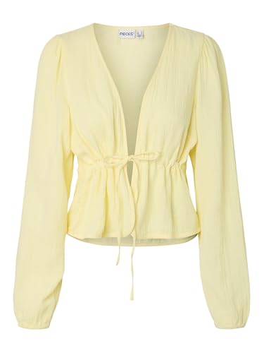 Top V-Neck Tie PIECES Pcsastina Ls WVN pour femme en coton éco-responsable