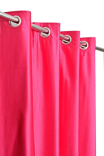Image of DEVSANG Polyester 2 Print and 1 Plain Curtains Set of 3, Purple&Pink&White 7 Feet