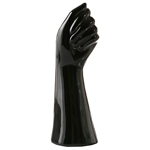 Redreo Ceramic Vases Human Hand Shape Plant Pot White Arm Vases for Artificial Dried Flowers, Decor for Bedroom, Office, Study Desk, Garden (Black) Cover