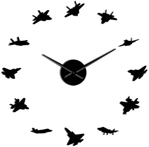 Art Airplane Decoration Sticker Combat Aircraft Diy Wall Clock Aviation Big Clock 37 Inch