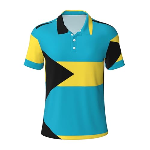 Bahamas Flag Men’s Polo Shirt, Short Sleeve, Wicking, Casual