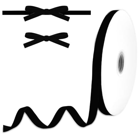 KALIONE 10mm Black Velvet Ribbon 25 Yards Cover