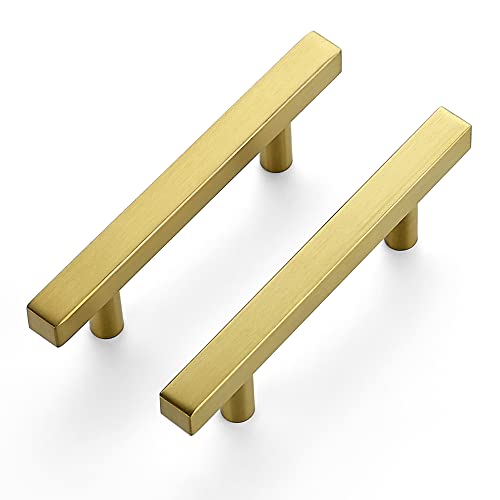 Image of Ravinte 30 Pack 6 Inch Square Cabinet Pulls Brushed Brass Stainless Steel Kitchen Drawer Pulls Cabinet Handles 6 inchLength,3.75 inch Hole Center
