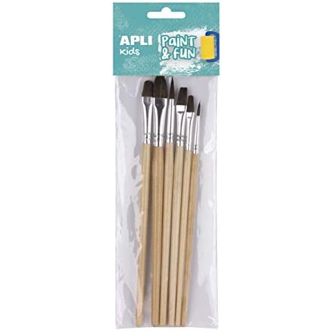 APLI Kids - Set de 6 pinceles de madera surtidos con cerdas de caballo Cover