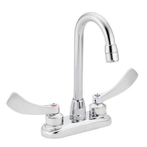Moen 8278SM Commercial M-Dura 4-Inch Centerser Bar/Pantry Faucet with 4-Inch Smooth Wrist Blade Handles and 3 5/8-Inch Spout Reach, 2.2-gpm, Chrome by Moen - Used condition - US$60.74