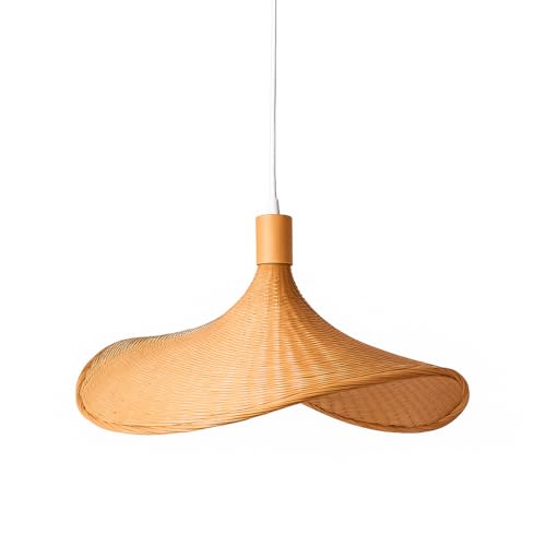 B·LED BARCELONA LED Lámpara de Mimbre Colgante Bellas – Diseño Artesanal Estilo Sombrero | Lámpara de Techo Decorativa Natural para Comedor, Salón o Local | Compatible con Bombilla E27 (No Incluida)
