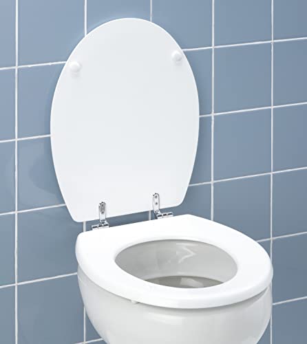 WENKO Tapa de WC Bali - sujeción de acero inox, MDF, 35 x 42 cm, Blanco