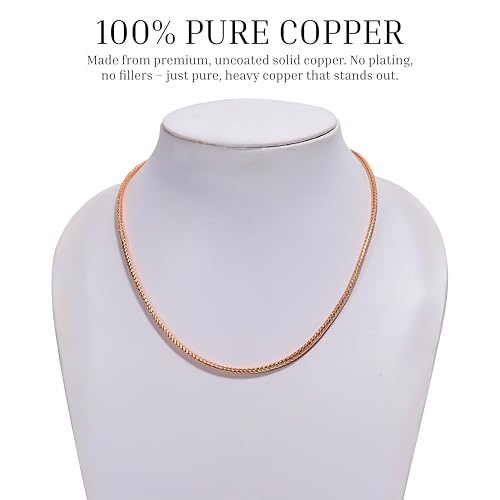 Pure Copper Snake Chain Necklace for Men & Women, Heavy Solid Copper Statement Jewelry Gift, Multiple Lengths (16–26 Inch)2