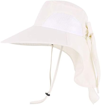 Sun Hat Women Fishing Hat Foldable UPF50+ Protection Sun Hat Ponytail Hats Cream