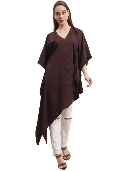 Rust Solid American Crepe Women's Kaftan-image-44