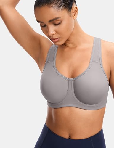 Image of SYROKAN Women's Max Control Underwire Sports Bra High Impact Plus Size with Adjustable Straps Unlined Bra