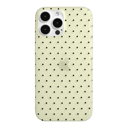 inewateri for iPhone 15 Pro Max Case Cute Polka Dot-Matte Yellow Black