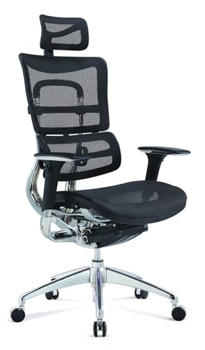 Image of Ergonomic Office Chair, Premium Mesh High Back, Adjustable Headrest,Backrest and Armrests, Black, Professional Task Chair for Work, Breathable Design