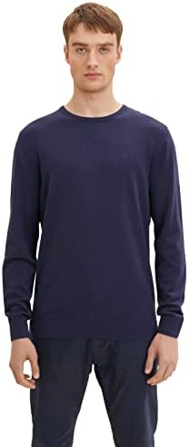 TOM TAILOR Męskie Sweter z dzianiny Basic Crewneck