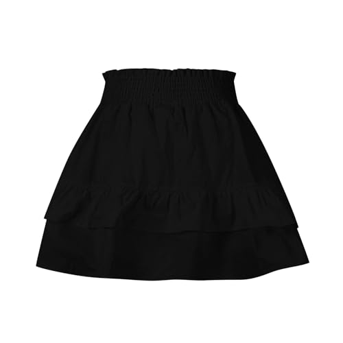 Saias femininas modernas de verão com cintura alta evasê rodada com babados e bainha casual rodada Y