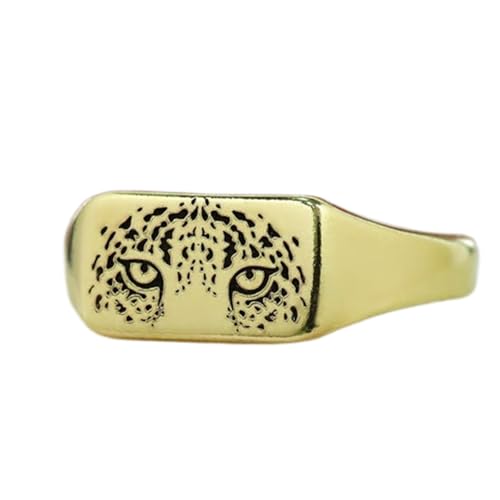 Bague œil de tigre rectangulaire chevalière vintage argent 925 or