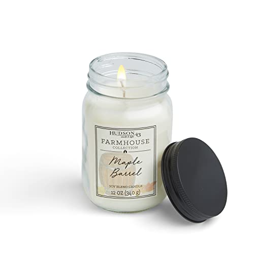 Mason Jar Candle Farmhouse Decor | Scented Maple Bourbon Candle With Natural Soy Wax Blend | Long Lasting Aromatherapy Candle For Home Fragrance | Decorative Glass Jar With Lid, 12 Oz #TOP6